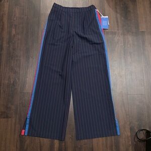 La Ligne for Target Wide Leg Pants Blue Red Pinstripe Size Medium NWT